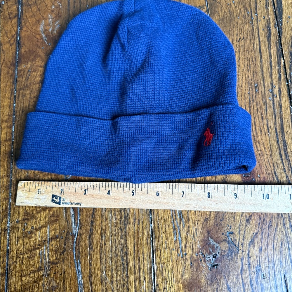 Ralph Lauren Royal Blue Knit Beanie with Red Pony - Picture 3 of 4